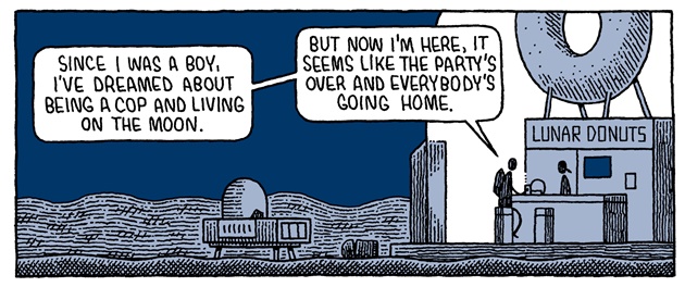 Mooncop by Tom Gauld review, Том Голд, Лунный коп, фантастичний комікс, іронічний комікс, комикс, місячний коп, підліткова література, графічний роман
